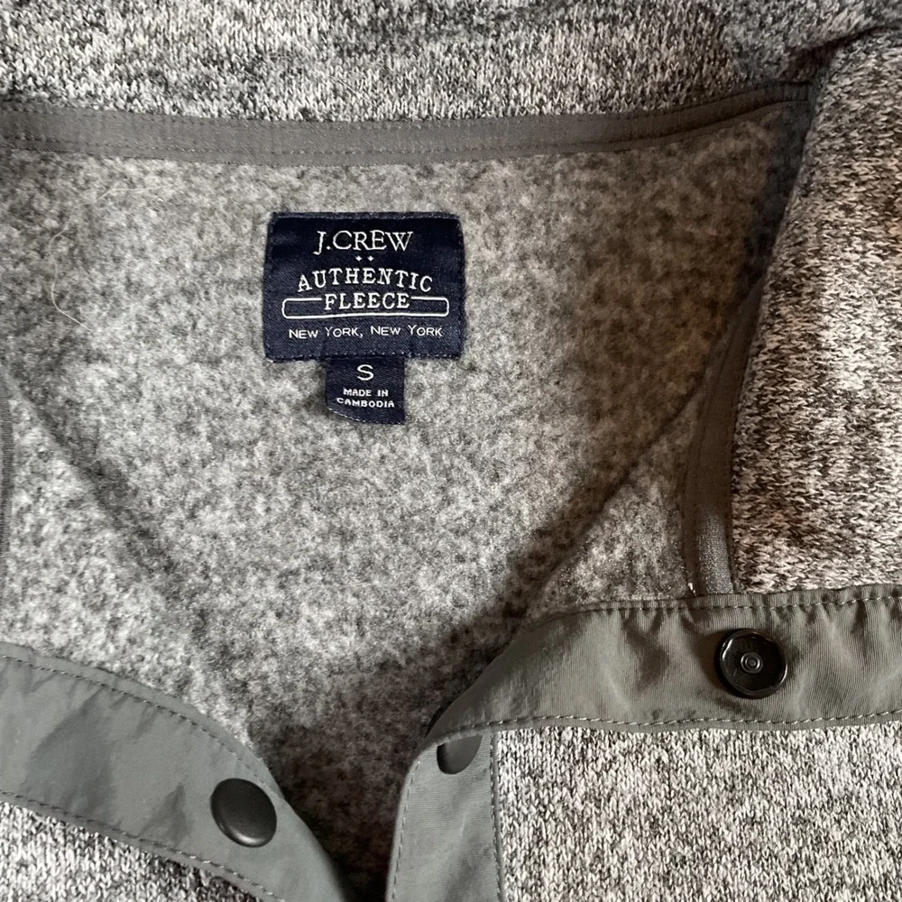 J.Crew Authentic Fleece Pullover Gray Button Up Mens Small‎ S Sweater
